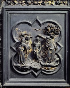 El Bautismo de Cristo, quinto panel de las Puertas Norte del Baptisterio de San Giovanni, 1403-24